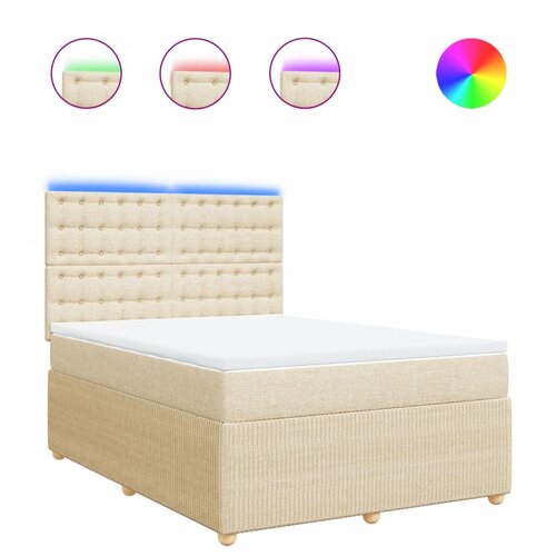 vidaXL Box spring postelja z vzmetnico krem 140x190 cm blago, (21305114) Cene