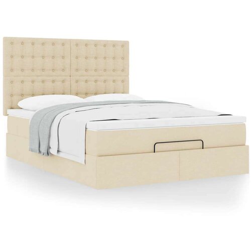  Otomanski krevet s madracem krem 140x190cm od tkanine Slike