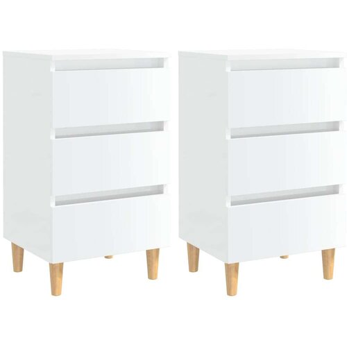  Noćni ormarići s drvenim nogama 2 kom sjajni bijeli 40x35x69cm Cijene