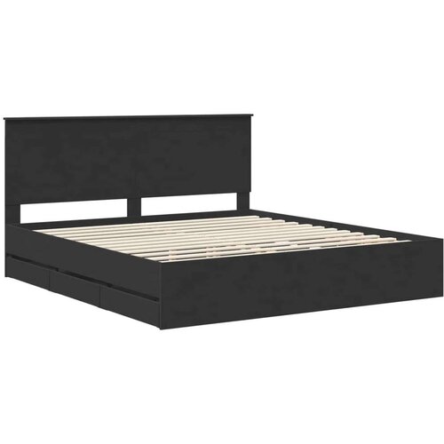  Okvir za krevet Crna 200 x 200 cm Inženjersko Drvo - Crna 200 x 200 cm Slike