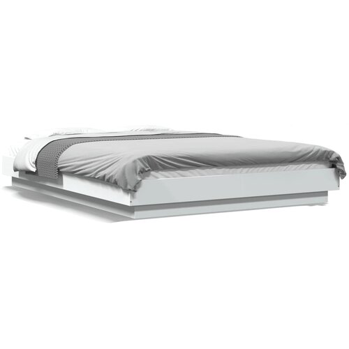  Okvir kreveta s LED svjetlima bijeli 140 x 200 cm drveni Slike