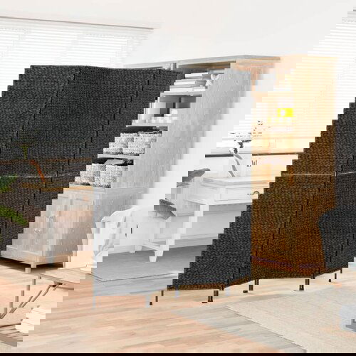 The Living Store Paravan s 4 paneli črn 163x180 cm vodna hijacinta - Paravan, (21663175) Cene