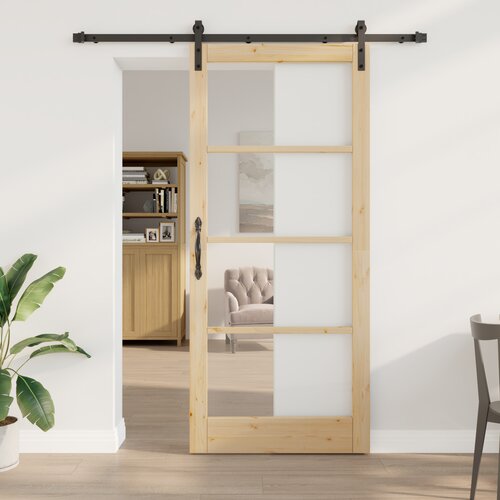 VidaXL drsna vrata s kompletom opreme &amp;#039;ORKDAL&amp;#039;iz masivnega lesa in stekla, notranja vrata s steklom &amp;#039;ORKDAL&amp;#039;93x211x4 cm iz masivnega lesa bora Slike