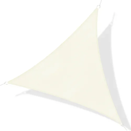 Outsunny trikotni šotor s senčnikom 4x4x4m, odporen na UV-žarke, iz tkanine, nepremočljiv na vodo, bež barve, za na prostem, (20754242)