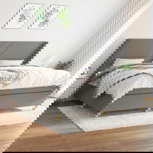 The Living Store Box spring postelja z vzmetnico temno siva 160x200 cm blago - Box Spring Postelja, (21520254) Cene