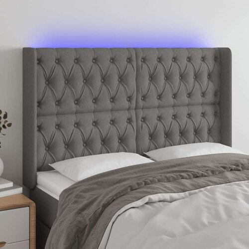  Uzglavlje tamnosivo 163 x 16 x 118/128 cm od tkanine Slike