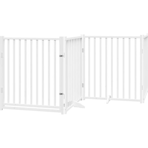  Vrata za pse s vrata&amp;scaron;cima 6 panela sklopiva 480 cm drvo topole Bijela 80 x 90 x 2 cm Slike