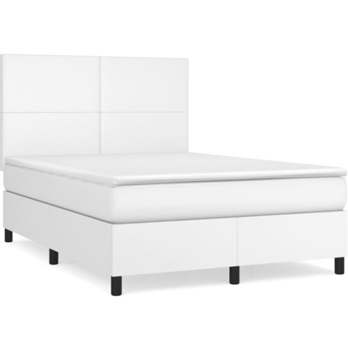 VidaXL Box spring postelja z vzmetnico bel 140x200 cm umetno usnje, (20902048) Slike