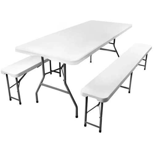 Gardlov Sklopivi Plastični Sto sa Klupama Beli 180cm Slike