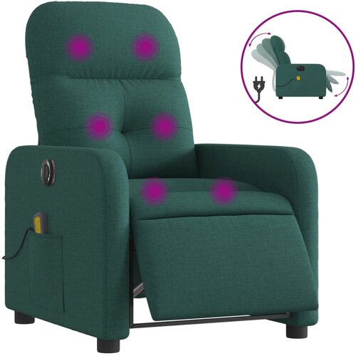 Maison Chic Električni masažni naslanjač - Relax naslanjač temno zeleno blago, (22134666) Cene
