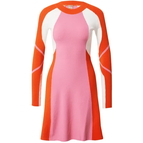 BOSS Orange Pletena obleka 'Firoko' oranžna / roza / bela