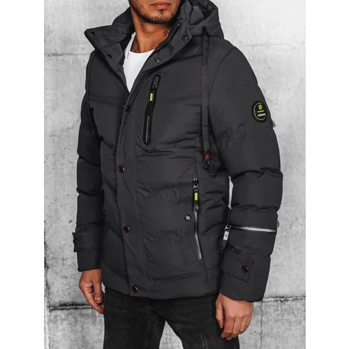 DStreet Men's dark grey quilted winter jacket