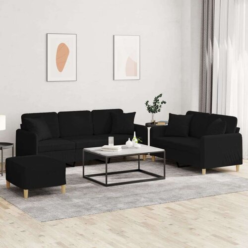  3-dijelni set sofa s jastucima crni od mikrovlakana Cijene