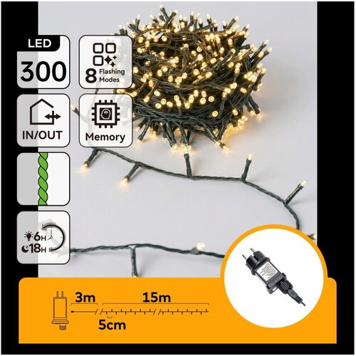 Aigostar LED spolja&amp;scaron;nja božićna girlanda 300xLED/8 funkcija 18m IP44 topla bela Slike