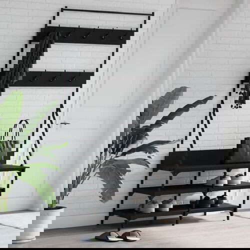 VidaXL Stalak za odjeću sa spremi&amp;scaron;tem za cipele crni 100 x 40 x 184 cm Slike