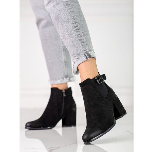 SHELOVET Suede black women&amp;#039;s daggers on the post Slike