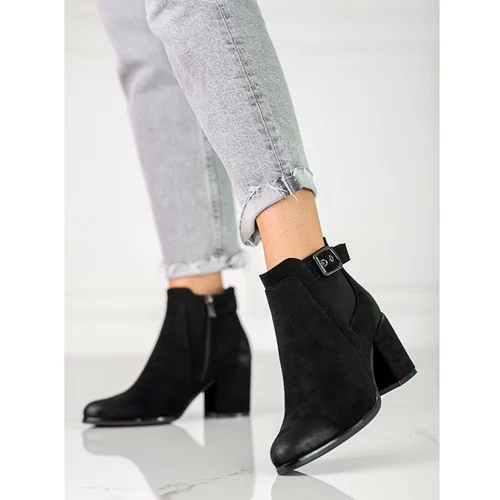 SHELOVET Suede black women's daggers on the post