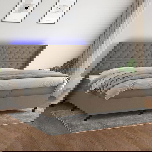  The Living Store Box spring postelja z vzmetnico LED taupe 200x200 cm blago - Box Spring Postelja, (21520527) Slike