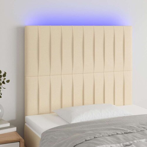  LED uzglavlje krem 90x5x118/128 cm od tkanine Slike