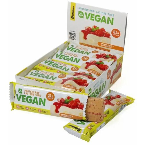 Bombbar Vegan proteinski bar Banana kolač sa jagodama 60g Slike
