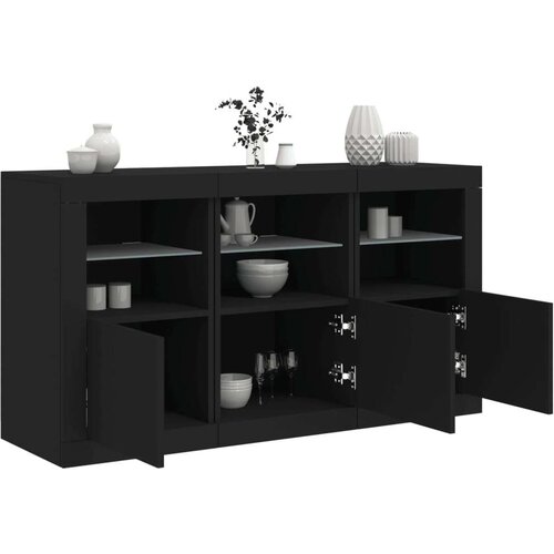 vidaXL Komoda z LED lučkami črna 123x37x67 cm Cene