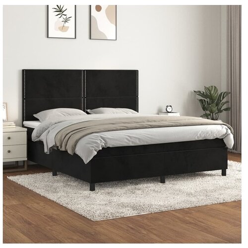 VidaXL Krevet s oprugama i madracem crni 180x200 cm bar&amp;scaron;unasti Slike