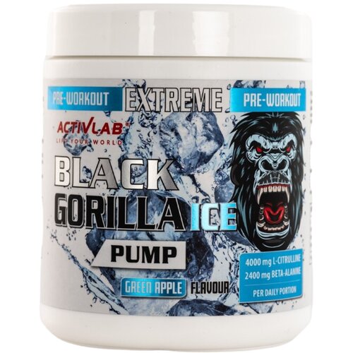 ACTIVLAB Black Gorilla Ice Pump Preworkout Kompleks sa citrulinom i beta alaninom sa ukusom zelene jabuke, 300g Slike
