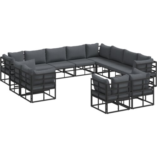 VidaXL Sjedeća garnitura za vrt 12 pcs Crna 353 x 283 x 71 cm Aluminij Slike