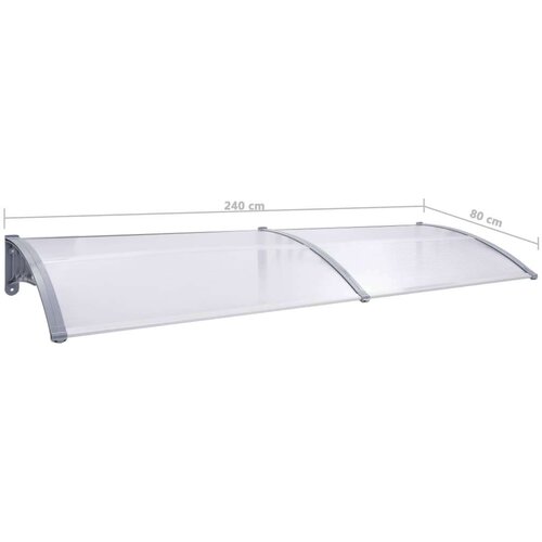  Nadstre&amp;scaron;nica za vrata siva i prozirna 240 x 80 cm PC Slike