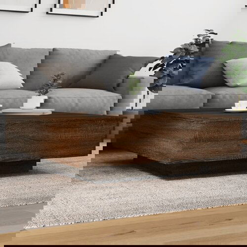 VidaXL Stolić za kavu s LED svjetlima smeđi hrast 100x100x31 cm Slike