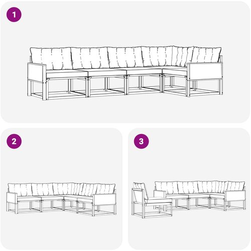  Set vanjskih sofa 5 kom. Prirodna i svjetlosiva Slike