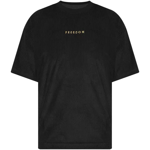 XHAN Black Freedom Embroidered Corduroy Oversized T-shirt 2x4-2-45986-02