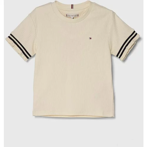Tommy Hilfiger Otroška bombažna kratka majica bež barva