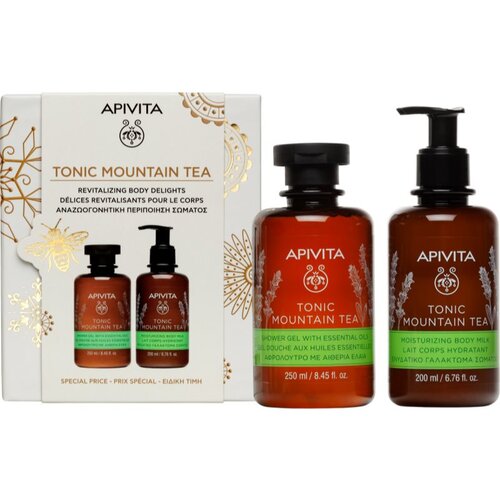 Apivita Tonic Mountain Tea Shower Gel &amp;amp; Body Milk Set poklon set za sjaj i hidrataciju Slike
