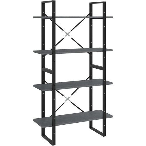 VidaXL Knjižna omara 4-nadstropna siva 80x30x140 cm trdna borovina Slike