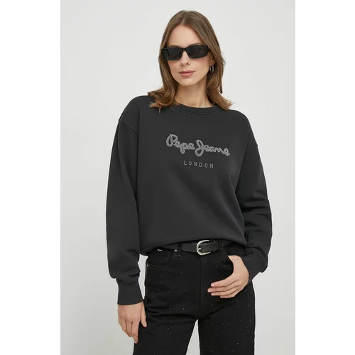 PepeJeans Bombažen pulover ženska, črna barva