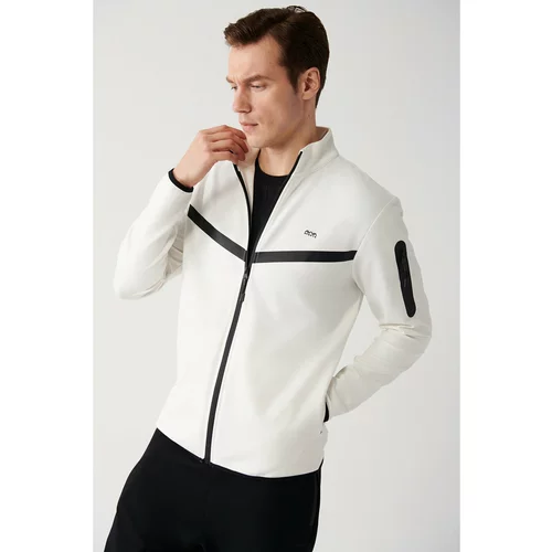 Avva Men's Ecru Interlock Fabric High Neck Printed Standard Fit Normal Cut Sweatshirt