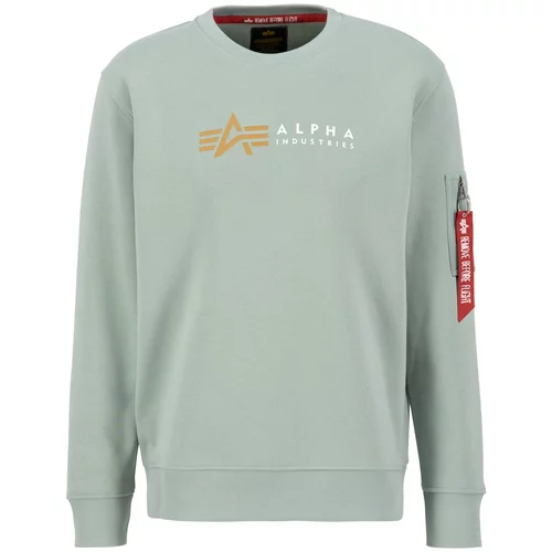 Alpha Industries Sweater majica zelena / crvena / prljavo bijela