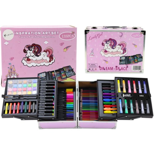 Art Set in Folding Suitcase with Unicorn 133 El Slike