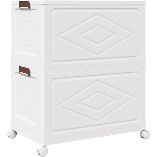  Složiva kutija za pohranu s kotačima 2nivoa 75 L 64x40x76 cm Slike