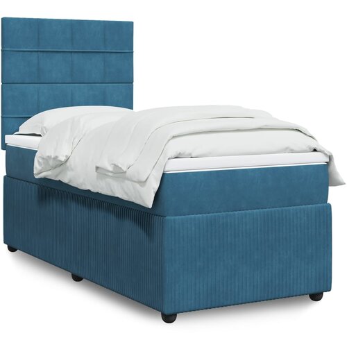 VidaXL Box spring postelja z vzmetnico modra 100x200 cm žamet Slike