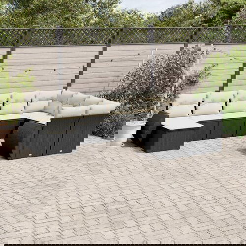 vidaXL 10-dijelni set vrtnih sofa s jastucima crni od poliratana Cijene