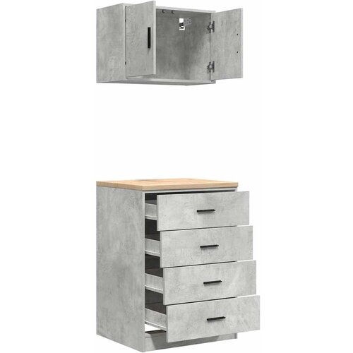  Garažni ormarići 2 kom siva boja betona od konstruiranog drva 60 x 51 x 85 cm Slike
