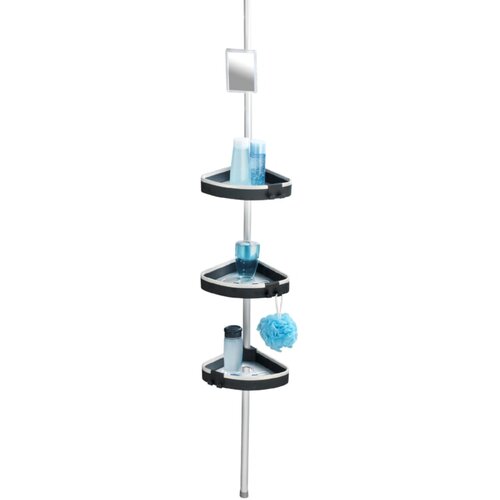 Wenko teleskopski kutni stalak za kupaonsku galanteriju (podešavanje po visini: 70 cm - 260 cm, 3-katno, srebrne boje) Cijene