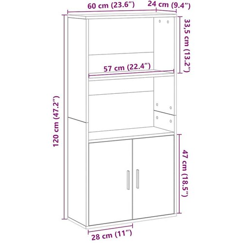 VidaXL Regal za knjige boja hrasta 60x24x120 cm konstruirano drvo Slike