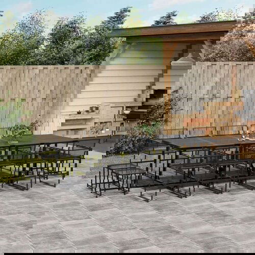  15-dijelni vrtni blagovaonski set poliratan crni Slike