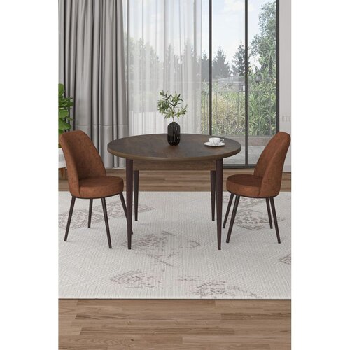 Hanah home trpezarijski set Tor, sto i 2 stolice, ploča u dekoru drveta Baroque, terakota tkanina Babyface Cene