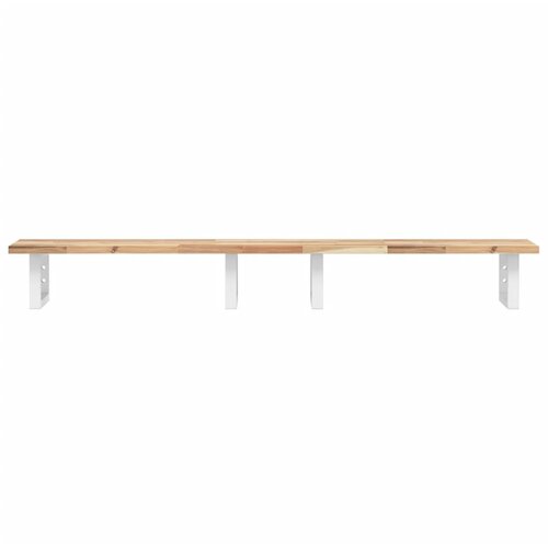  Zidna polica za umivaonik od čelika i masivnog bagremovog drva Smeđa 160 x 40 x 2 cm Slike