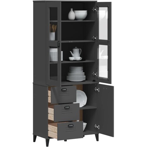  Visoka komoda VIKEN antracit siva 80x40x190 cm masivna borovina Cijene