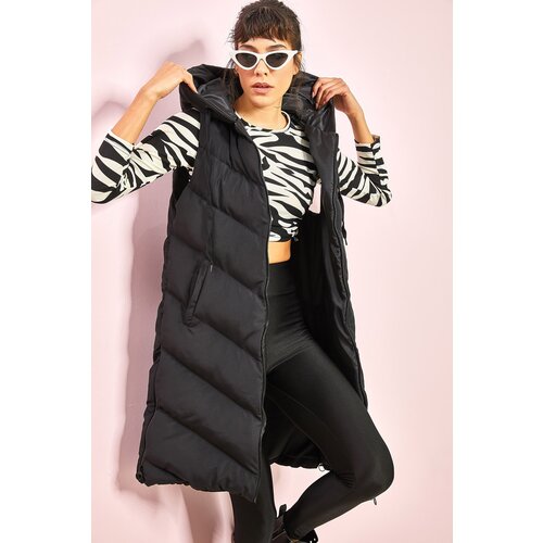 Bianco Lucci Women&amp;#039;s Long Inflatable Vest with Zippers at the Side Slike